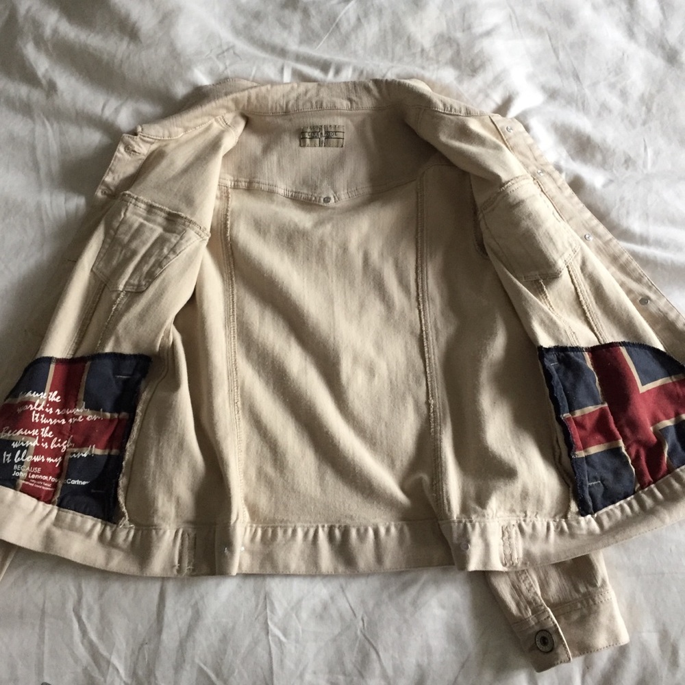 Liverpool Jean Stretchy Jacket, S, Cream, Beatles